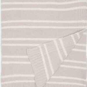 NWT Barefoot Dreams CozyChic double striped throw in sandstone/cream- 45” x 60”